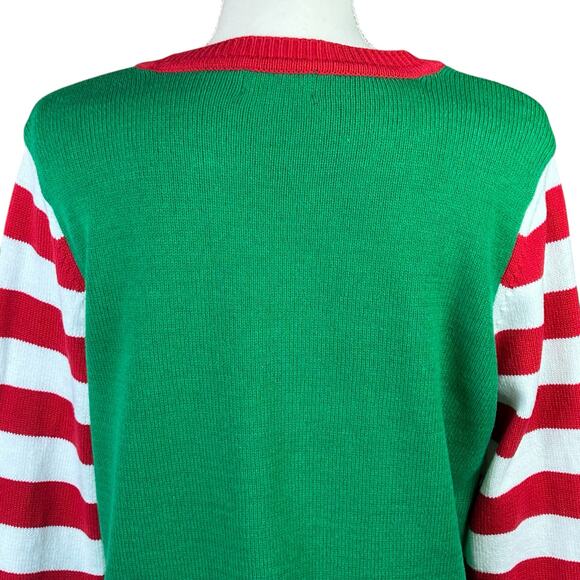 To Be Jolly Holiday Pullover Women Size Large Red Green White Elf Ugly Sweater - Picture 7 of 13